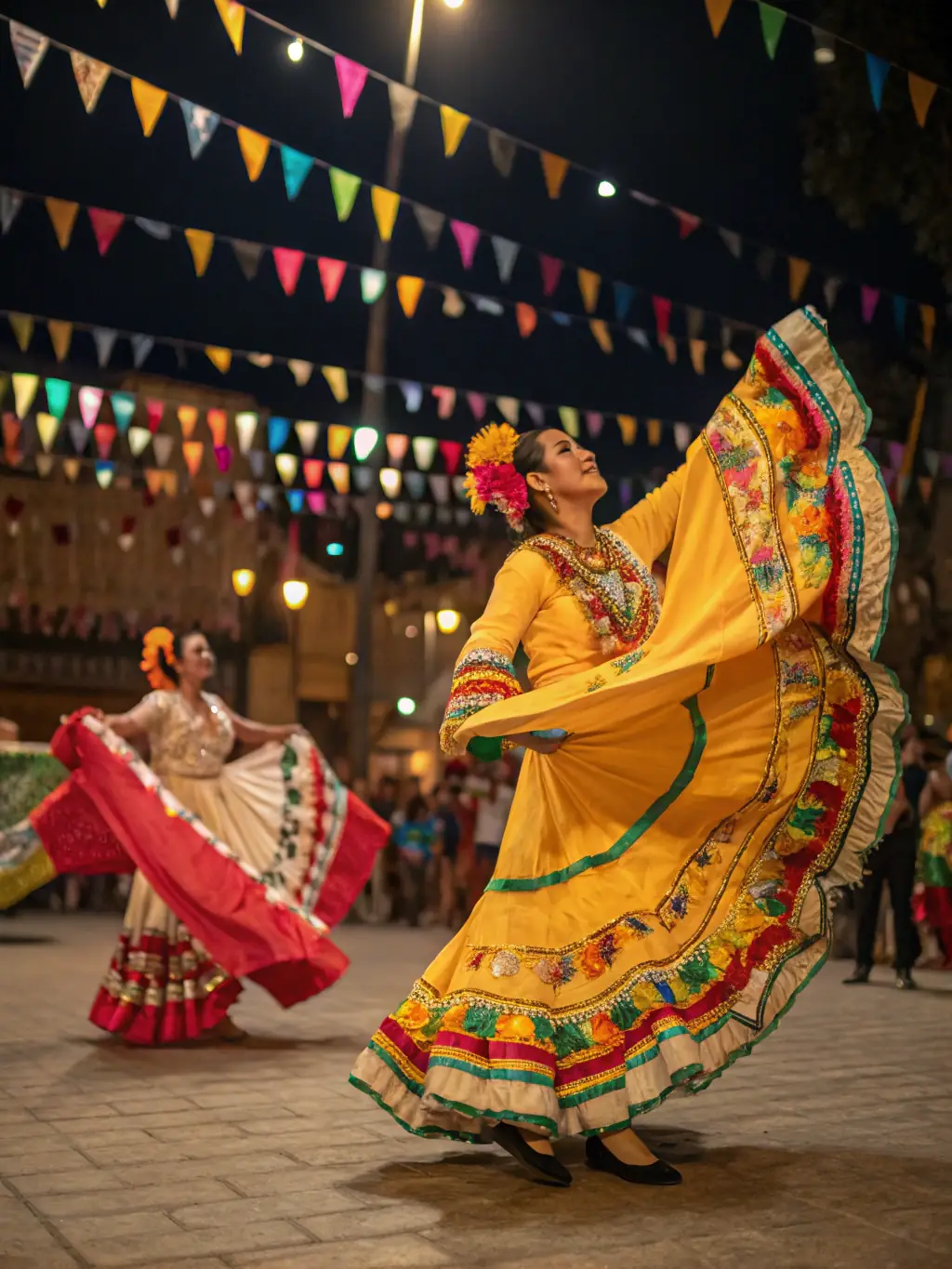 A dynamic image of a traditional music performance in Colombies, featuring local musicians playing folk instruments, highlighting the preservation and celebration of local cultural heritage.